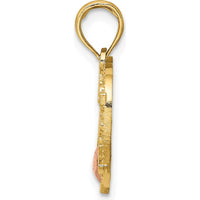 14K Two-Tone Gold Heart Pendant with #1 Mother Charm - Polished Finish by Oro Pregiato