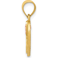 14K Two-Tone Gold Heart Pendant with Letter "H" and Diamond-Cut Texture by Oro Pregiato