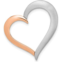 14K Two-Tone Gold Heart Pendant with Polished and Satin Finish - 32.6mm by Oro Pregiato