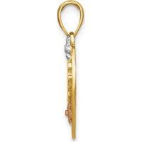 14K Two-Tone Gold Heart Pendant with Rhodium Accents - DAUGHTER Engraving by Oro Pregiato