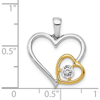 14K Two-Tone Gold Heart Pendant with Round Diamond - 0.20 Carat Diamond Weight by Monteluci Fine Jewelry