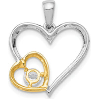 14K Two-Tone Gold Heart Pendant with Round Diamond - 0.20 Carat Diamond Weight by Monteluci Fine Jewelry
