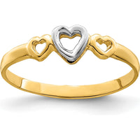 14K Two-Tone Gold Heart Ring with Polished Finish by Oro Pregiato