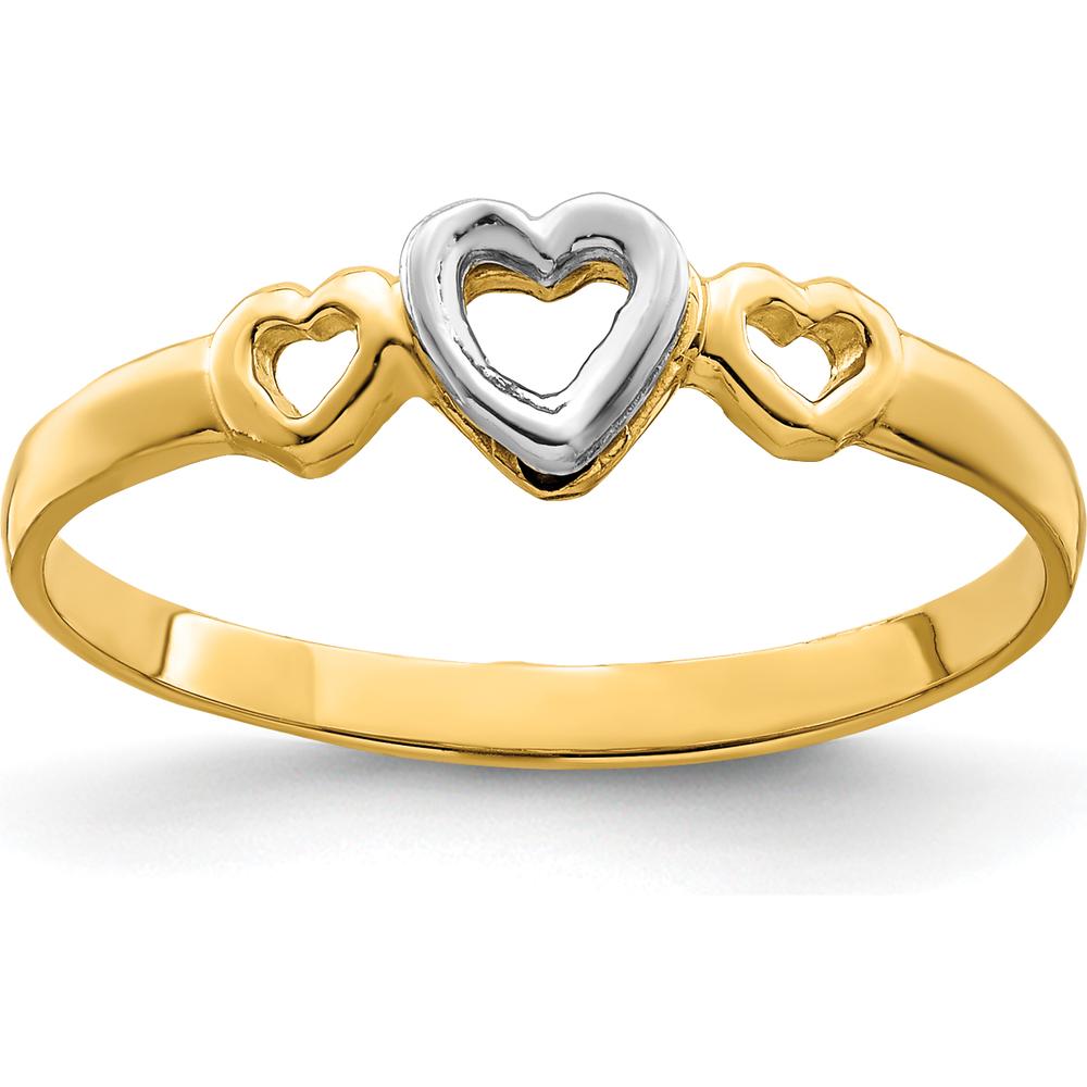 14K Two-Tone Gold Heart Ring with Polished Finish by Oro Pregiato