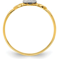 14K Two-Tone Gold Heart Ring with Polished Finish by Oro Pregiato