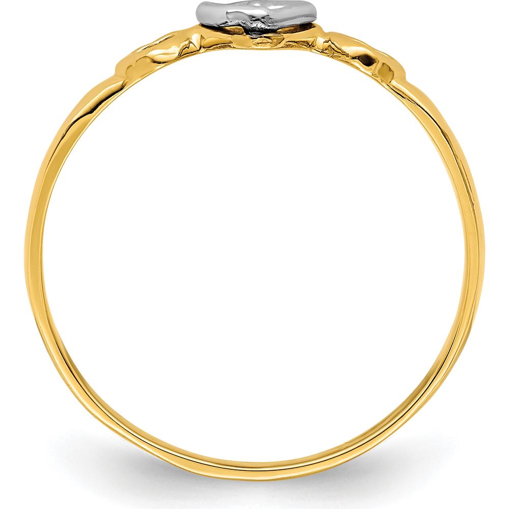 14K Two-Tone Gold Heart Ring with Polished Finish by Oro Pregiato