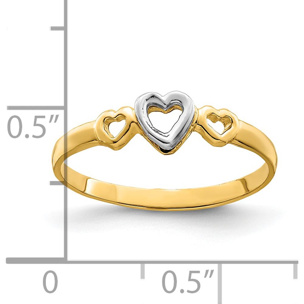 14K Two-Tone Gold Heart Ring with Polished Finish by Oro Pregiato