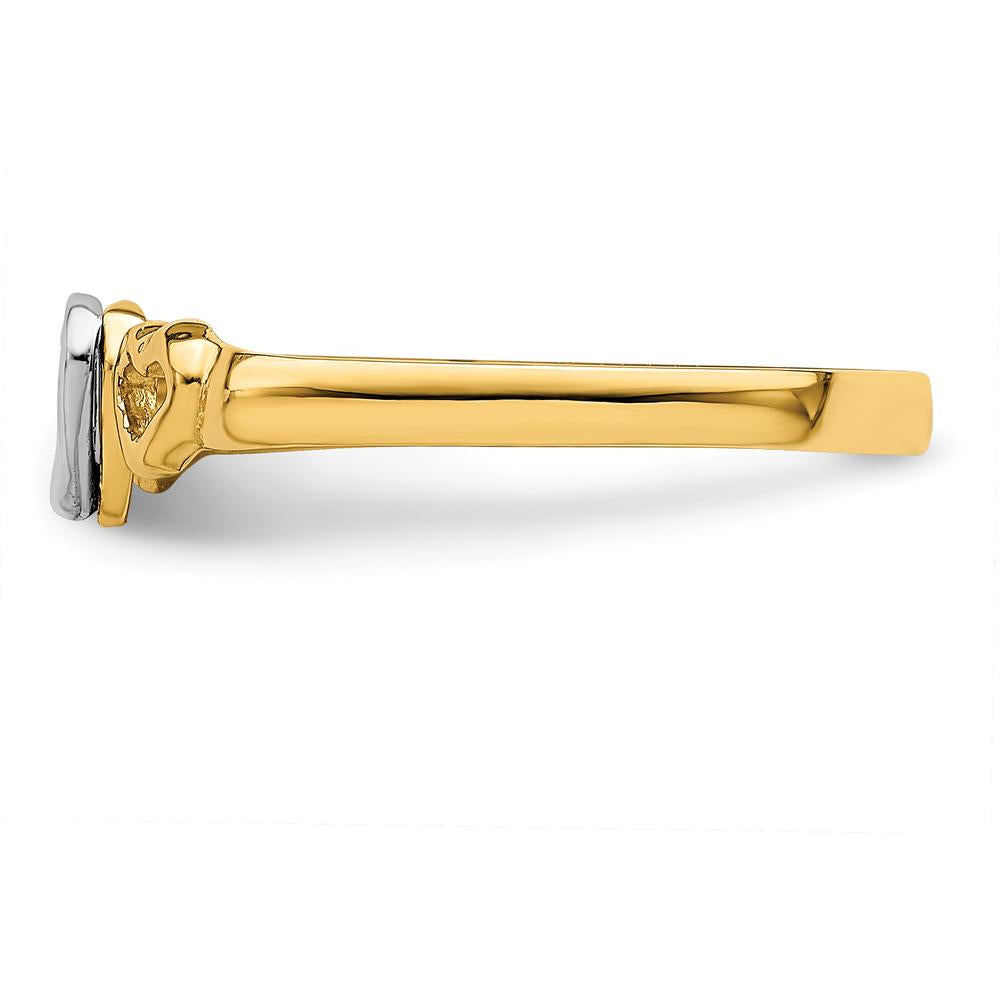 14K Two-Tone Gold Heart Ring with Polished Finish by Oro Pregiato