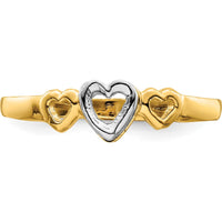 14K Two-Tone Gold Heart Ring with Polished Finish by Oro Pregiato