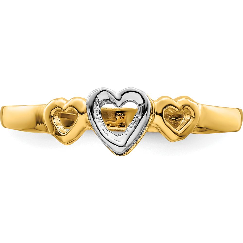 14K Two-Tone Gold Heart Ring with Polished Finish by Oro Pregiato