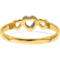 14K Two-Tone Gold Heart Ring with Polished Finish by Oro Pregiato