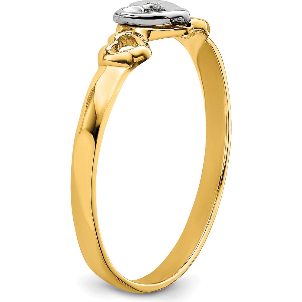 14K Two-Tone Gold Heart Ring with Polished Finish by Oro Pregiato