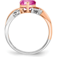 14K Two-Tone Gold Heart-Shaped Lab-Created Pink Sapphire and Diamond Ring - 1.54 Carat Total Gemstone Weight by 0