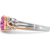 14K Two-Tone Gold Heart-Shaped Lab-Created Pink Sapphire and Diamond Ring - 1.54 Carat Total Gemstone Weight by 0