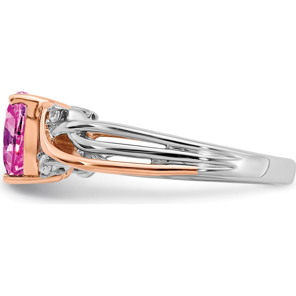 14K Two-Tone Gold Heart-Shaped Lab-Created Pink Sapphire and Diamond Ring - 1.54 Carat Total Gemstone Weight by 0