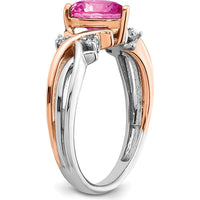 14K Two-Tone Gold Heart-Shaped Lab-Created Pink Sapphire and Diamond Ring - 1.54 Carat Total Gemstone Weight by 0