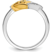 14K Two-Tone Gold Heart-Shaped Quinceañera Ring with Round Diamond - 0.03 Carat Total Diamond Weight by Oro Pregiato