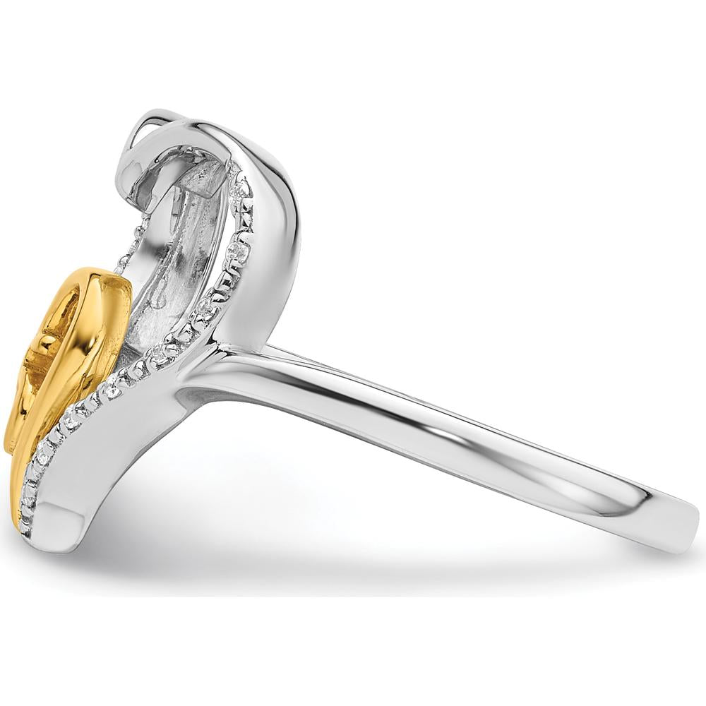 14K Two-Tone Gold Heart-Shaped Quinceañera Ring with Round Diamond - 0.03 Carat Total Diamond Weight by Oro Pregiato