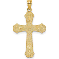 14K Two-Tone Gold Hearts Cross Pendant with Milgrain Detailing - Faith and Love Symbol by Oro Pregiato