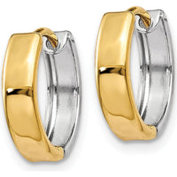14K Two-Tone Gold Hinged Hoop Earrings - Classic Design with Polished Finish by Oro Pregiato