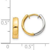 14K Two-Tone Gold Hinged Hoop Earrings - Classic Design with Polished Finish by Oro Pregiato