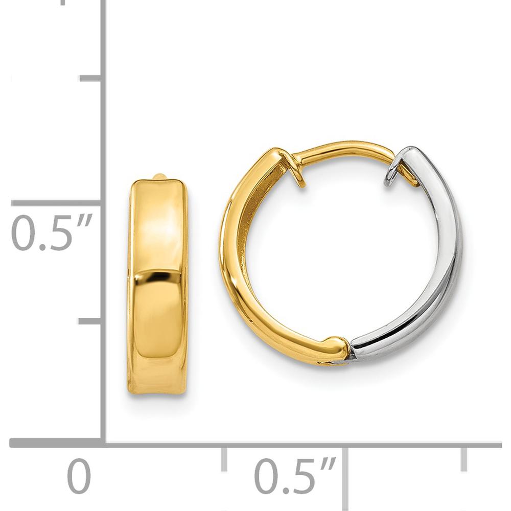 14K Two-Tone Gold Hinged Hoop Earrings - Classic Design with Polished Finish by Oro Pregiato