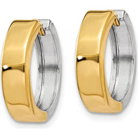 14K Two-Tone Gold Hinged Hoop Earrings - Polished Finish, 15mm Length by Oro Pregiato