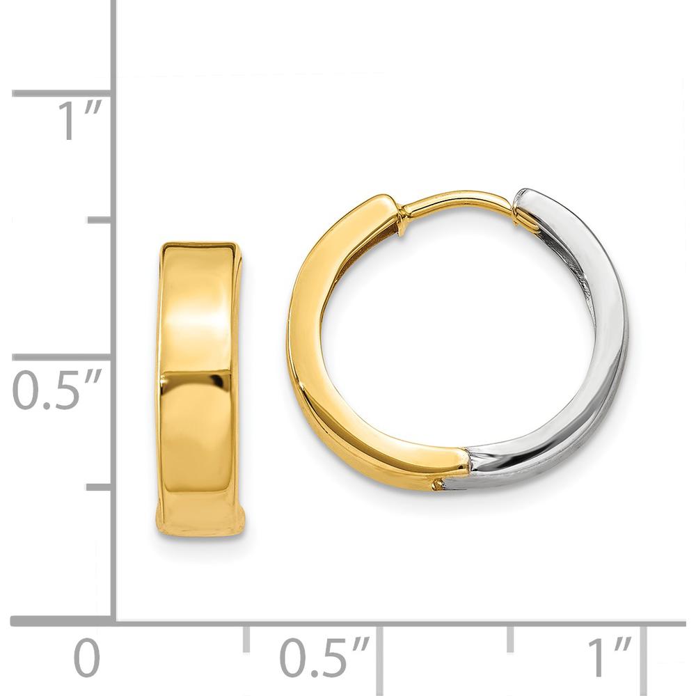 14K Two-Tone Gold Hinged Hoop Earrings - Polished Finish, 15mm Length by Oro Pregiato