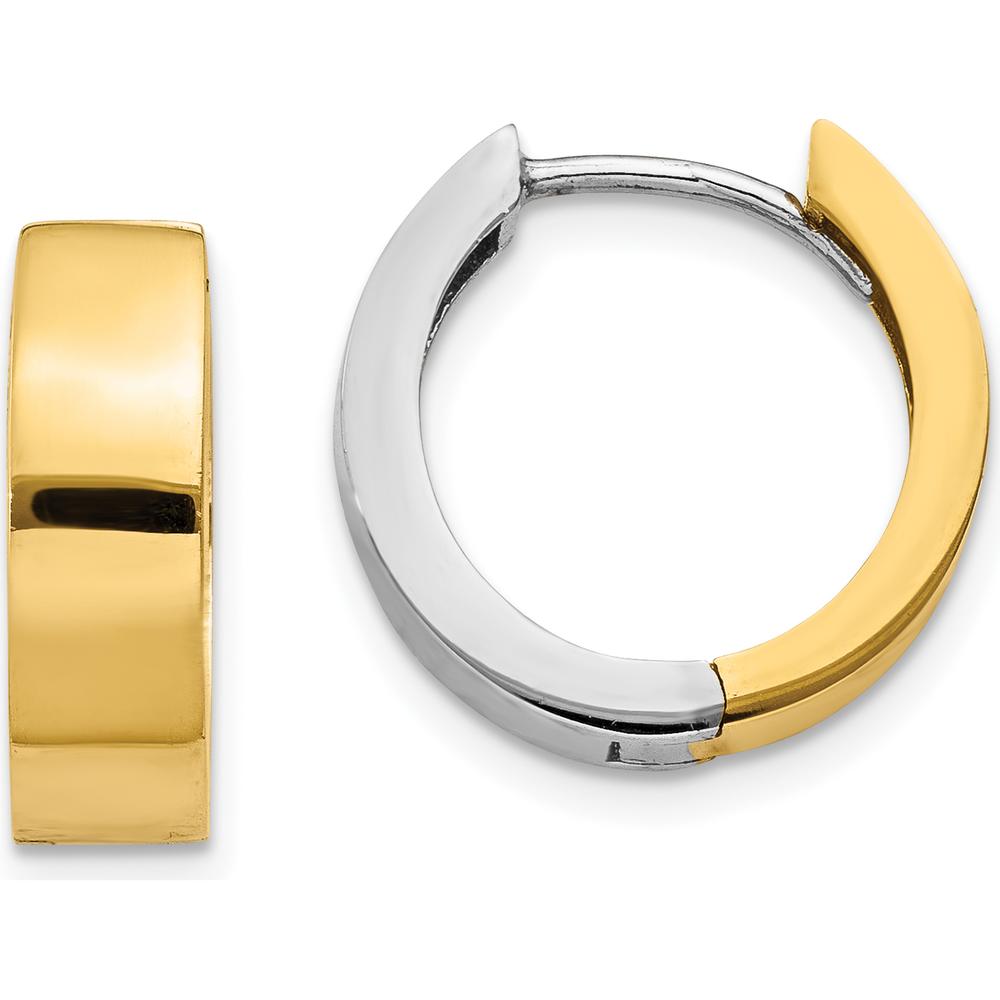 14K Two-Tone Gold Hinged Hoop Earrings - Polished Finish by 0