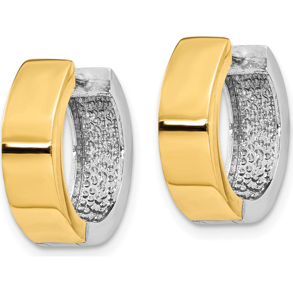 14K Two-Tone Gold Hinged Hoop Earrings - Polished Finish by 0