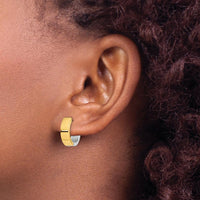 14K Two-Tone Gold Hinged Hoop Earrings - Polished Finish by 0