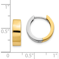 14K Two-Tone Gold Hinged Hoop Earrings - Polished Finish by 0