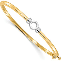 14K Two-Tone Gold Hinged Oval Bangle Bracelet Mounting for 0.50 Carat 5.0mm Round Stone by Oro Pregiato