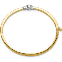 14K Two-Tone Gold Hinged Oval Bangle Bracelet Mounting for 0.50 Carat 5.0mm Round Stone by Oro Pregiato