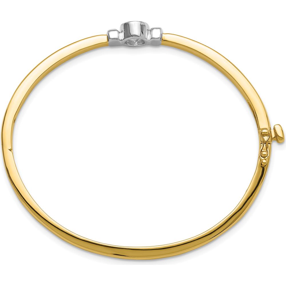 14K Two-Tone Gold Hinged Oval Bangle Bracelet Mounting for 0.50 Carat 5.0mm Round Stone by Oro Pregiato