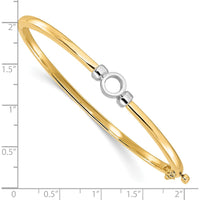 14K Two-Tone Gold Hinged Oval Bangle Bracelet Mounting for 0.50 Carat 5.0mm Round Stone by Oro Pregiato