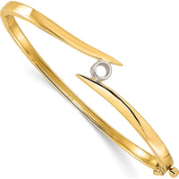 14K Two-Tone Gold Hinged Oval Bangle Bracelet Mounting for 4.0mm Round Stone - Holds 0.25 Carat Center Gem by Oro Pregiato
