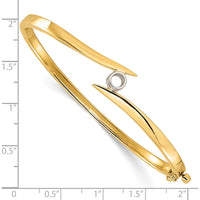 14K Two-Tone Gold Hinged Oval Bangle Bracelet Mounting for 4.0mm Round Stone - Holds 0.25 Carat Center Gem by Oro Pregiato