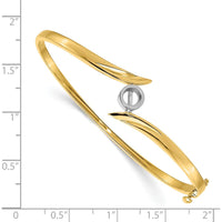 14K Two-Tone Gold Hinged Oval Bangle Bracelet Mounting for 5.0mm Round 0.50 Carat Gemstone by Oro Pregiato
