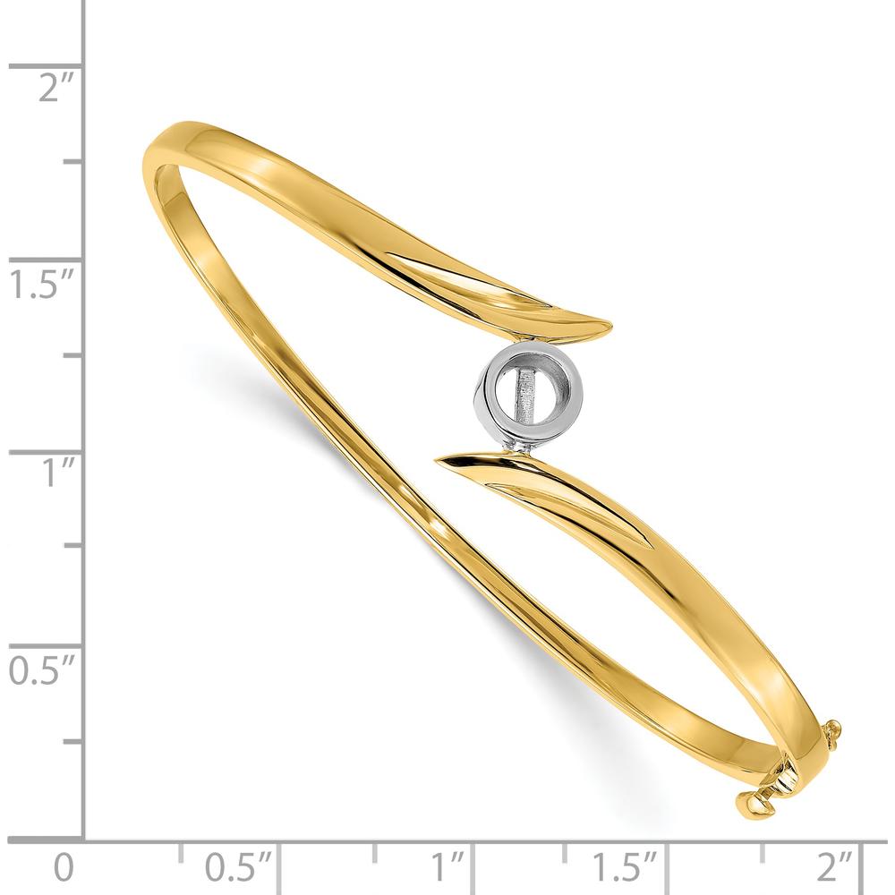 14K Two-Tone Gold Hinged Oval Bangle Bracelet Mounting for 5.0mm Round 0.50 Carat Gemstone by Oro Pregiato