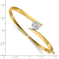 14K Two-Tone Gold Hinged Oval Bangle Bracelet Mounting with 1.00 Carat Round Center Stone - 5.75mm Setting by Oro Pregiato