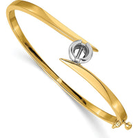 14K Two-Tone Gold Hinged Oval Bangle Bracelet Mounting with 1.00 Carat Round Center Stone - 5.75mm Setting by Oro Pregiato