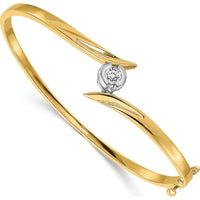 14K Two-Tone Gold Hinged Oval Bangle Bracelet with 4.0mm Round Center Stone Mounting - Holds 1/4 Carat Gemstone by Oro Pregiato