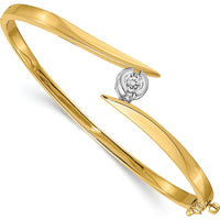 14K Two-Tone Gold Hinged Oval Bangle Bracelet with 5.0mm Round Mount for 0.50 Carat Diamond by Oro Pregiato