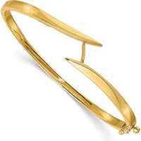 14K Two-Tone Gold Hinged Oval Bangle Bracelet with 5.0mm Round Mount for 0.50 Carat Diamond by Oro Pregiato