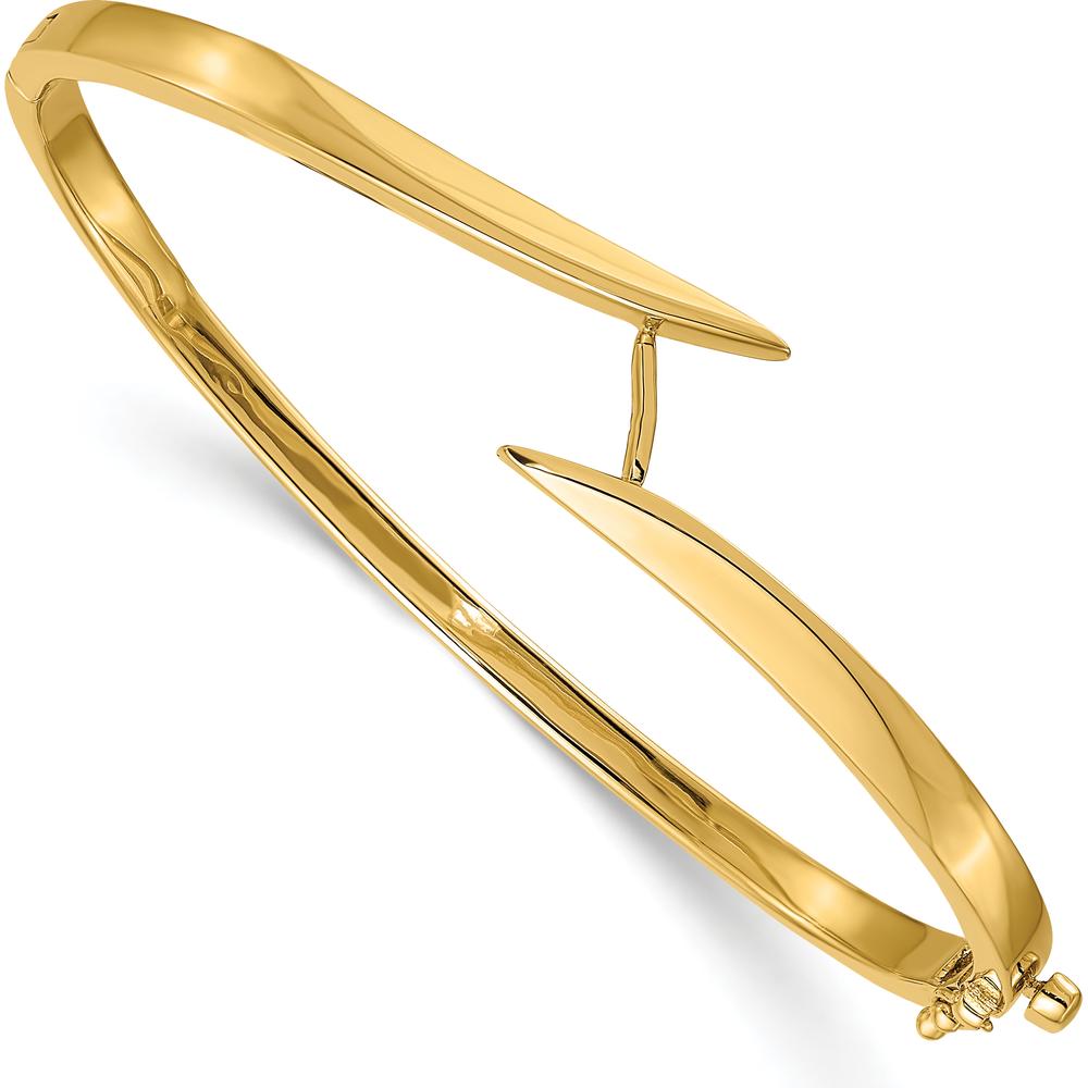 14K Two-Tone Gold Hinged Oval Bangle Bracelet with 5.0mm Round Mount for 0.50 Carat Diamond by Oro Pregiato