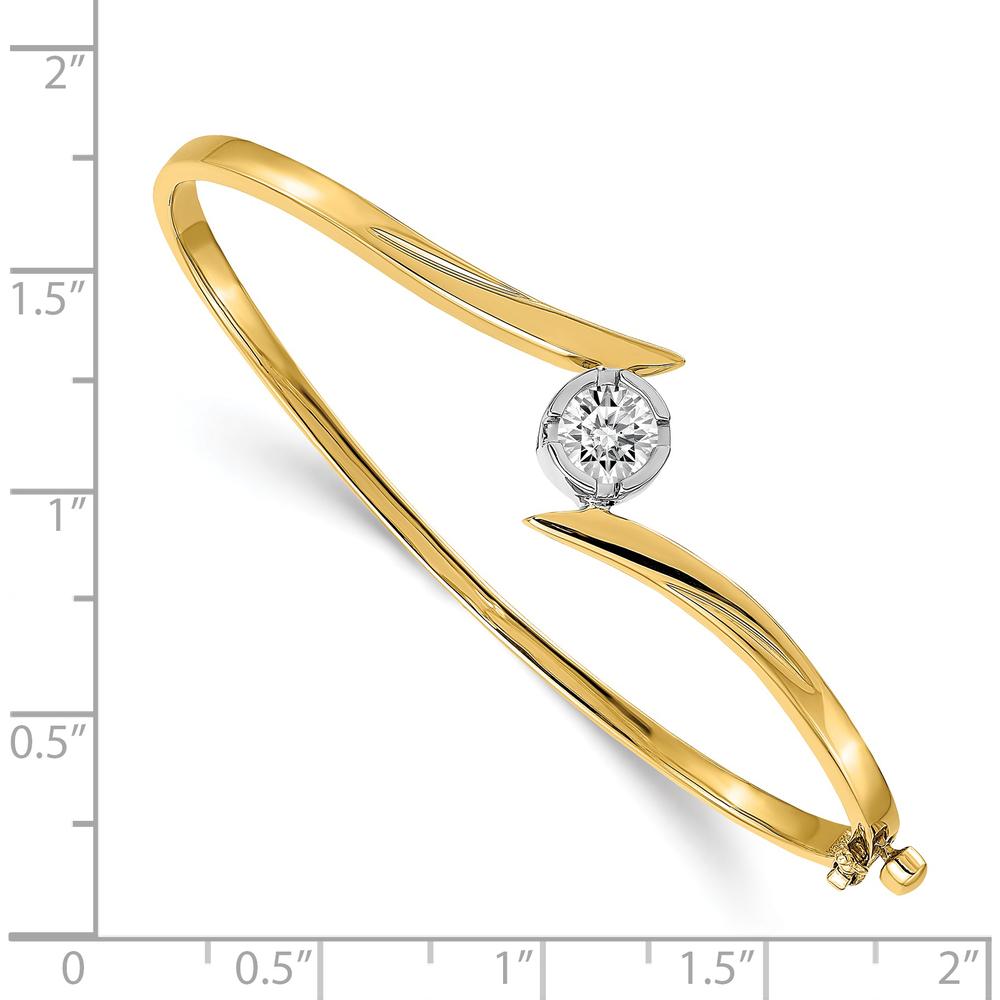 14K Two-Tone Gold Hinged Oval Bangle with Round 0.75 Carat Stone Mounting by Oro Pregiato