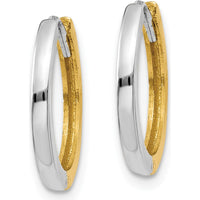 14K Two-Tone Gold Hinged Round Hoop Earrings - 11mm by 0