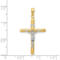 14K Two-Tone Gold Hollow Crucifix Pendant - 36mm Length by Oro Pregiato