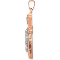 14K Two-Tone Gold Hollow Crucifix Pendant with Textured Finish - 32mm Length by Oro Pregiato